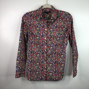 J.Crew Floral Blouse Red and Yellow XS